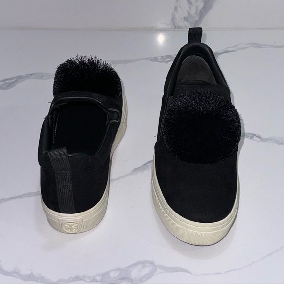Tory Burch Pom Pom Designer Sneakers Shoes Black Women's